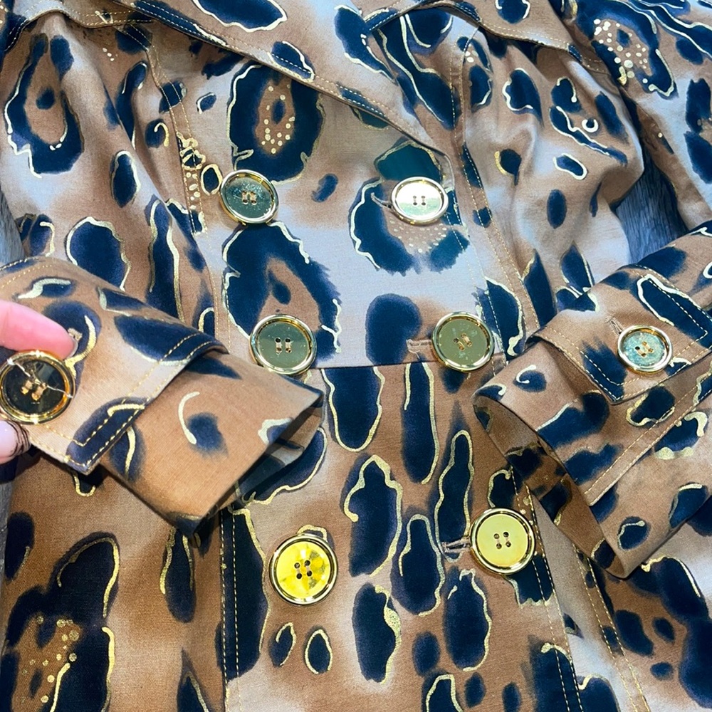 Cache Leopard Print Double-Breasted Trench Coat S… - image 3